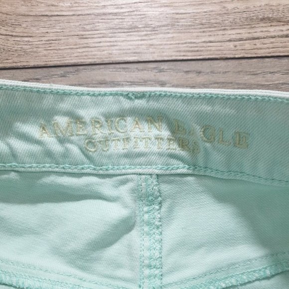 American Eagle Women Girls Jean Short Shorts Size 2 Daisy Dukes Seafoam Destress - Picture 6 of 12